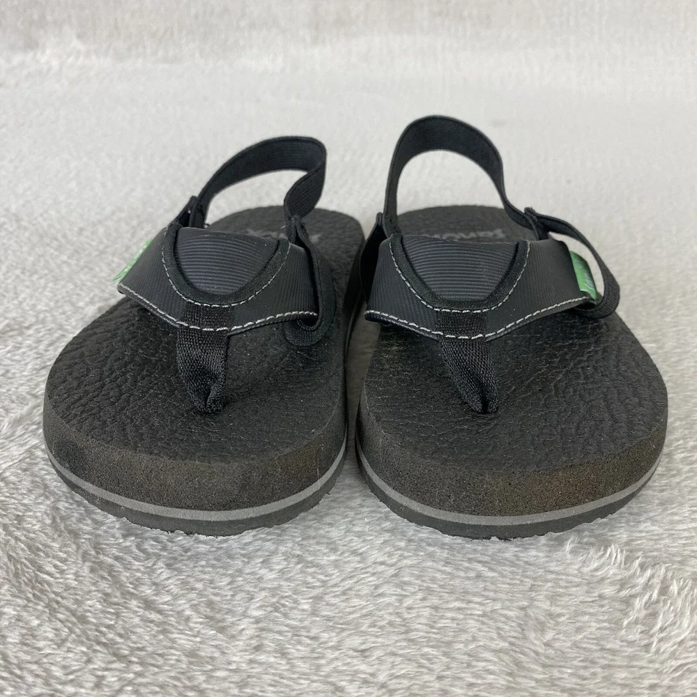 Sanuk Root Beer Cozy Baby Toddler Flip Flop Sandal Size 7 Black Slingback Water